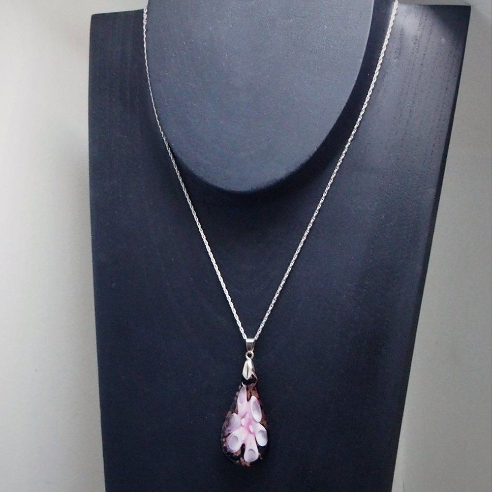 Murano Blown Art Glass 14kGP Bail Ster SilverChain - Picture 3 of 7